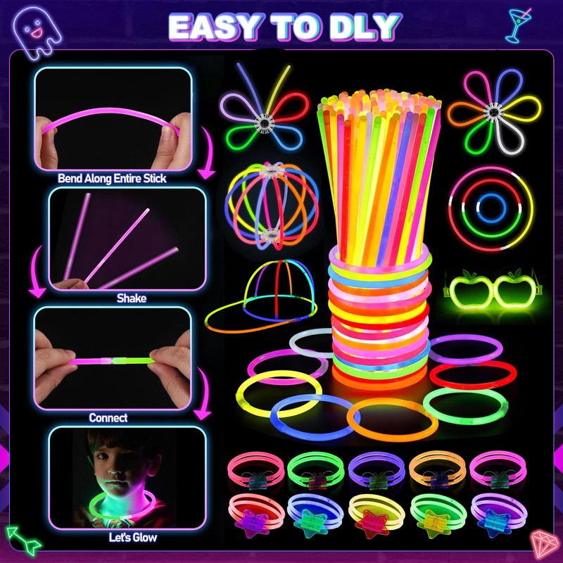 Glow in the Dark Party Supplies for Kids Adults birthdays,Light