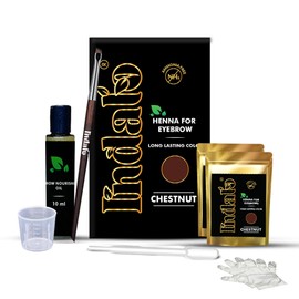 Indalo Chestnut Eyebrow Henna Kit | Natural Brow Color Powder, Smudge-Proof & Water-Resistant, 100% Gray Coverage, Vegan, Cruelty-Free, Gentle Formula, 40 Applications