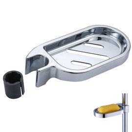 Clip-on Bathroom Soap Holder,ABS Shower Soap Dish Shower Rail Soap Tray Clip On Adjustable Shower Rail Soap Dish Shower Soap Holder with 22mm Shower Round pole