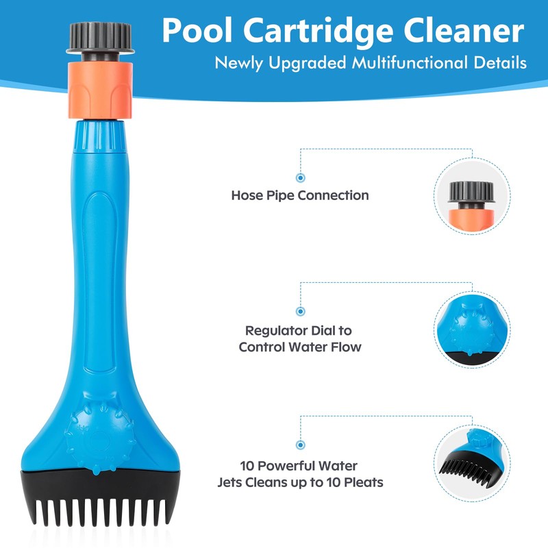 Pool Filter Cleaner Tool - High Pressure Water Sprayer for