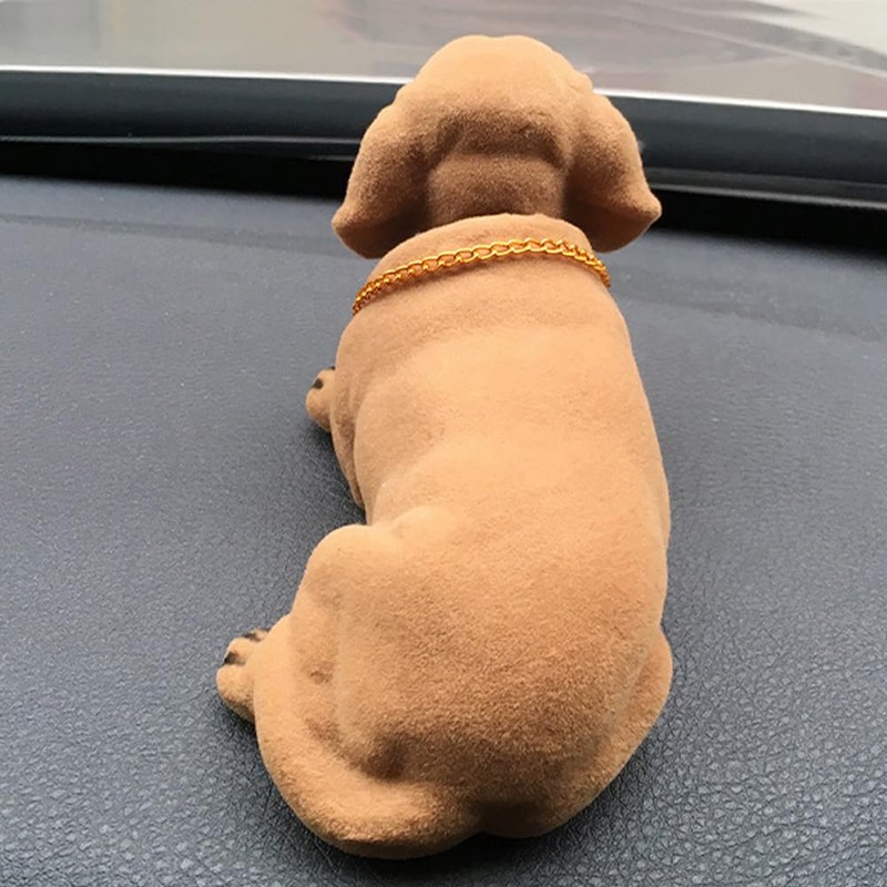 Bobble Head Dachshund Car Decoration, Nodding Dog Ornament with Chain,
