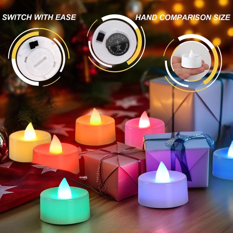 BEICHI Color Changing LED Tea Lights Bulk, 24 Pcs Flameless