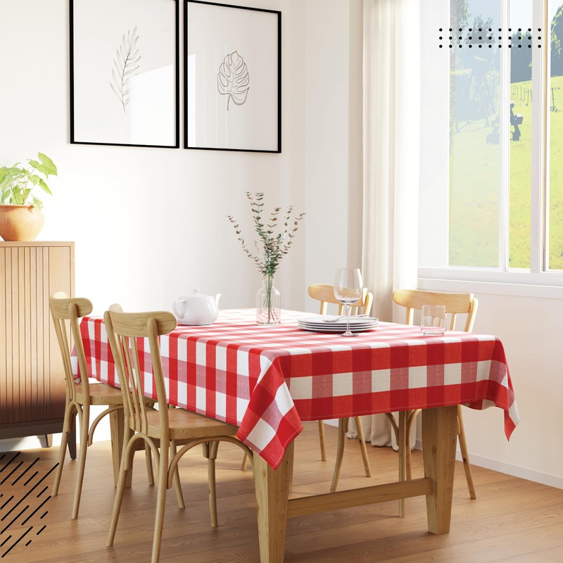 Encasa XO Cotton Table Cloth, Outdoor Dining Cover 140x180 cm