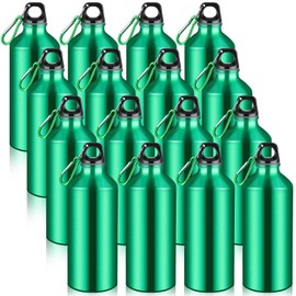 CHENGU 16 Pack Aluminum Water Bottles 20 Oz Blank Reusable Water Bottles Lightweight Aluminum Gym Travel Water Bottle Leak Proof Team Customized Water Bottles for Bike Bicycle Camping (Green)
