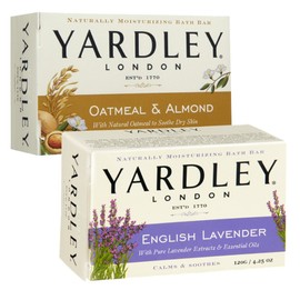 Yardley London Oatmeal & Almond and English Lavender Naturally Moisturizing Bath Bar 4.25oz, 2-Bar Bundle
