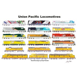Union Pacific Locomotives 11x17" Horizontal Poster Andy Fletcher signed