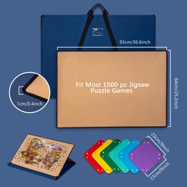 Sancallie 1500 pc Portable Jigsaw Puzzle Board, Stand for Adjustable Angle up to 30°, Detachable Jigsaw Board Design with 6 Felt Trays