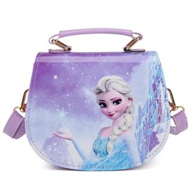 Frrozen Handbag for Girls, Cross Body Bag Cartoon Shoulder Bags PU Leather Shoulder Handbag Cross Body Purse Messenger Bag Adjustable Strap Shoulder Bags Cosmetic Bag for Kids Birthday Gifts (Purple)