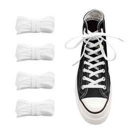 UamGlsob 2 Pairs 5/16" Wide Elastic Shoe Laces Replacement Laces for High Tops Sneakers, Stretch Flat Shoelaces Shoe Strings for High Tops Skate Shoes (04-White, 45'')