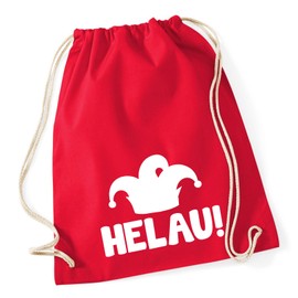 Huuraa Gym Bag Helau Jester Cap Backpack Cotton 12 Litres with Carnival Motif for All Jecks Gift Idea for Friends and Family, Classic red, daypack