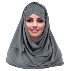 YOFASEN Slouchy Muslim Hat - Women Islamic Scarves Beautiful Hijab Beanie Hats Scarf Headscarf, gray