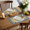 Mediterranean Lemon Placemats Set of 4, Indoor Outdoor Home Table