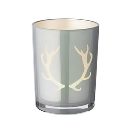 EDZARD Ati Lantern Height 13 cm, Diameter 10 cm, Antlers Design, Grey