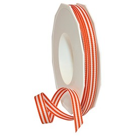 Morex Ribbon Polyester Grosgrain Striped Decorative Ribbon, 20 Yard, Orange, 3/8 in