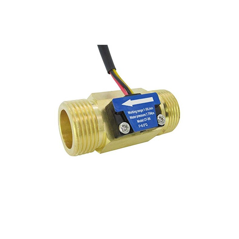 SENSTREE G3/4" Brass Water Flow Sensor, Hall Effect Liquid Flow