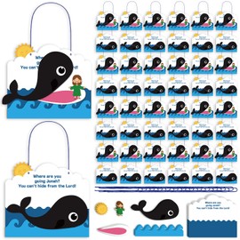 Wenqik 48 Pcs Jonah and The Whale Craft Kit DIY Christian Sunday School Crafts Jonah and The Whale Decorations Make Your Own Jonah and The Whale Set for Kids Classroom Fun Activities Art Supplies