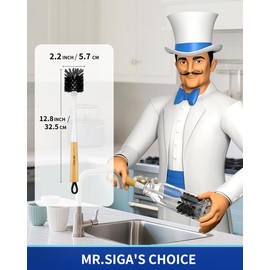 MR.SIGA Water Bottle Brush, Long Handle Bottle Brush for Water Glasses, Baby Bottles, Sports Bottles Cleaning, White, 2 Pack