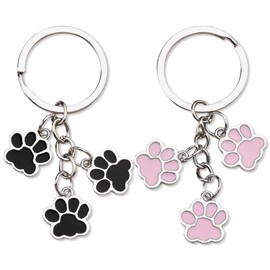 Pet Cat Dog Paw Print Keychain for Pet Owner Christmas Birthday Gifts for Dog Cat Lovers Cute Paw Charm Key Chain for Purse Wallet Car Keys Puppy Kitty Pet Themed Party Favors Supplies Ornaments 2 PC