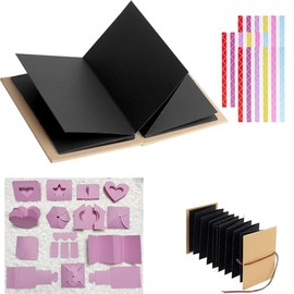 Paper Accordion Style Photo Ablum Book, DIY Scrapbook Albums, Travel Scrapbook, Accordion Style Notebook Scrapbook Stretchable Folding with 2 Sheets Corner Stickers,17 DIY origami(18 x 12cm)