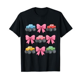 Cute Truck Monster Pink Bow Kawaii Girl Design T-Shirt