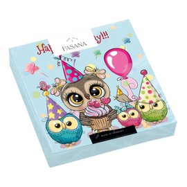 20 Birthday Napkins with Funny Owls | Boy | Girl | Children | Animals | Table Decoration | Decoupage | Decoupage | Decoupage | Decoupage | 33 x 33
