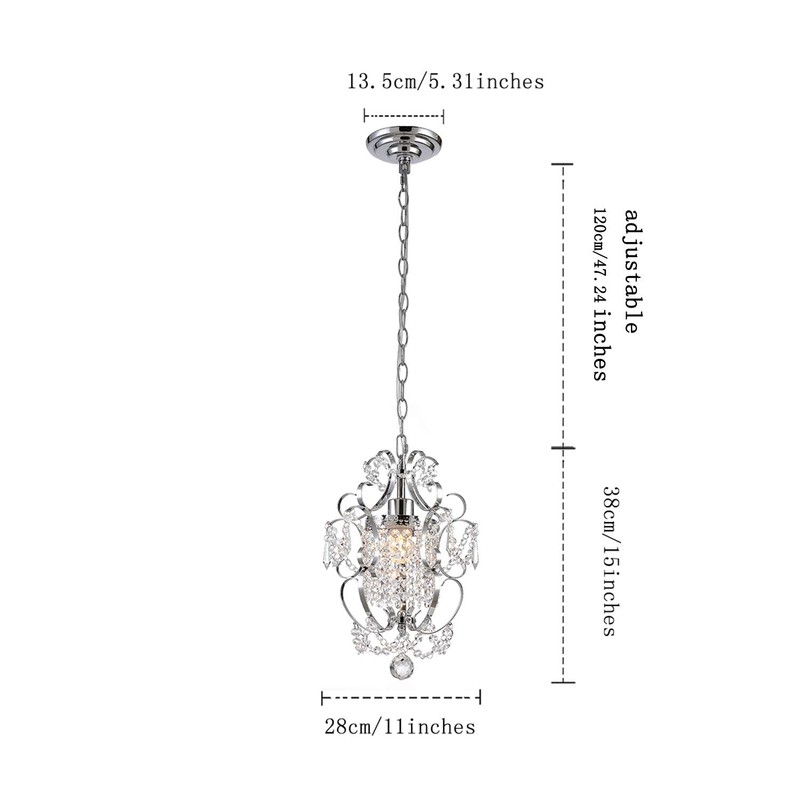riomasee Mini Chandelier Modern Chrome Crystal Ceiling Light Fixture 1-Light