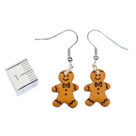 Miniblings Gingerbread Man Earrings Christmas Xmas Gingerbread Pastry Button Brown Handmade Fashion Jewellery I Earrings Silver Plated, Plastic Cotton