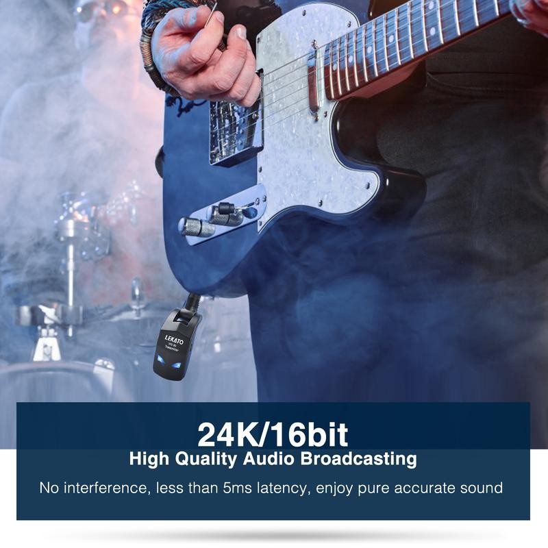 LEKATO WS-80 Wireless Guitar System 2.4Ghz, Audio Wireless Transmitter Receiver