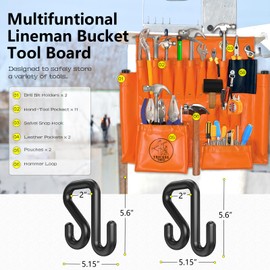 Lineman Tool Board, Aerial Apron w/Magnet and Plastic Bucket Truck Tools Organizer with Over 16 Pockets and Aerial Bucket Hooks (Vinyl)