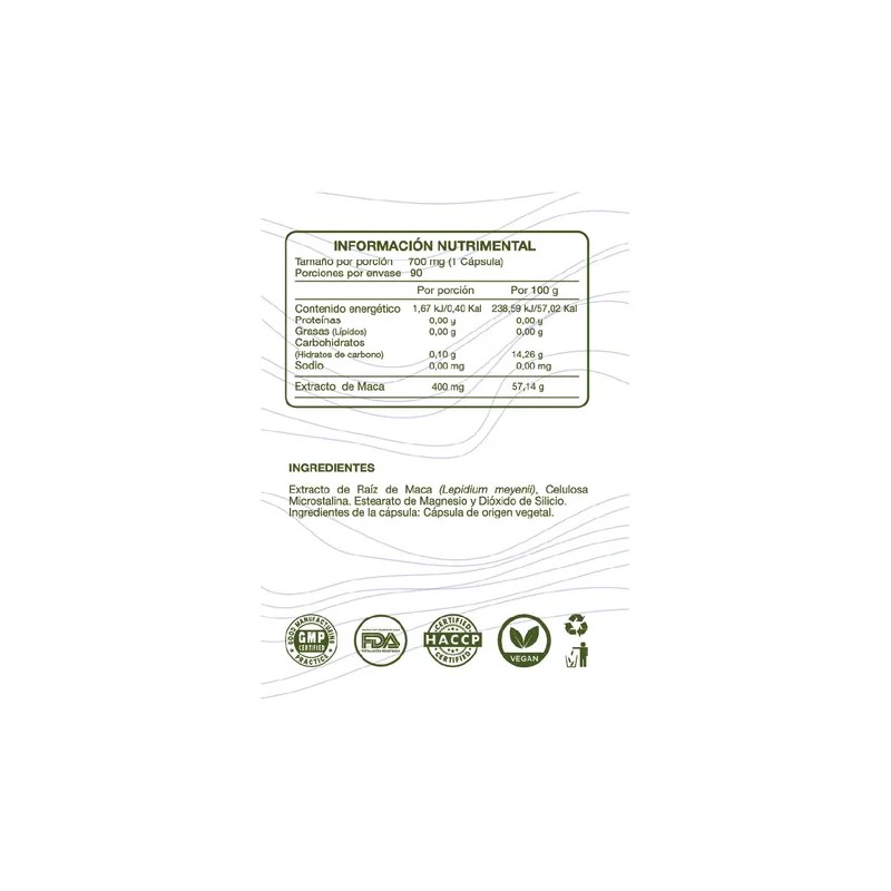 Suplemento en cápsula VTALIA Maca x 700mg