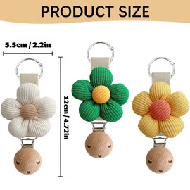PHIOMUUE 3 Pack Hat Clip for Bag Travel,Cute Flower Hat Clips for Travel on Bag，Hands-Free Hat Holder Clip,Bag Clips for Handbags Backpack Accessories for Outdoor Travel (White, Green, Yellow)