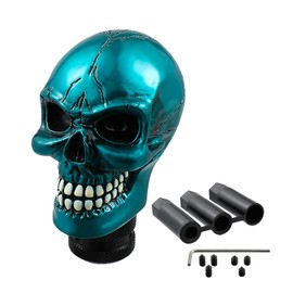 Bashineng Skull Shifter Knob Gear Shift Stick Handle Transmissions Shifting Lever Fit Most Manual Automatic Car Truck SUV (Metal Blue)