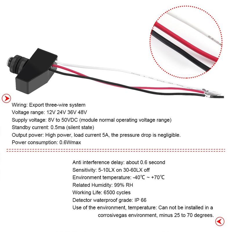 Yosoo Mini Light Control, 12V Dusk to Dawn Sensor 12V