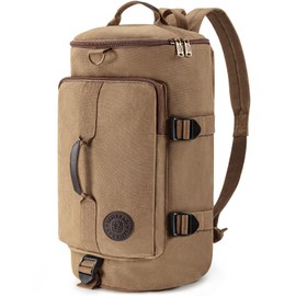 Virklyee Convertible Canvas Travel Bag Large Travel Backpack 36L Travel Bag with Backpack Function Canvas Duffel Bag with 2 Handles, Suitable for Tourism, Cycling, khaki 36l