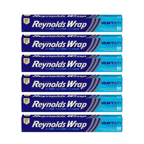 Reynolds Wrap Aluminum Foil, Heavy Duty, 50 sq ft, (Pack of 6)