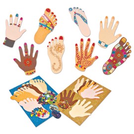 Springboard 10353 Pre-Cut Card Multicultural Hands And Feet Craft Activity (Pack of 32)
