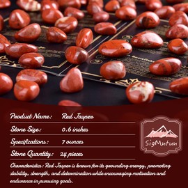 SigMntun Red Jasper Healing Crystal Stone Set - 24 Pieces, 0.6" Natural & Polished Stones for Healing, Meditation, Reiki, Chakra, Crafting & Decoration