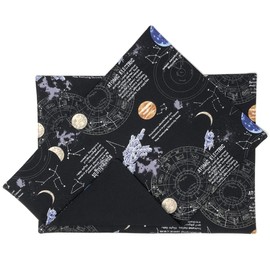 Placemats, All Black, Universe, 2 Piece Set, Handmade, Boys, Girls, Kids, Children, Made in Japan