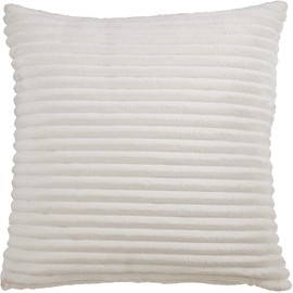 Fennco Styles Plush Faux Rabbit Fur Throw Pillow 18" W x 18" L – Ivory Cushion for Couch, Bedroom, Living Room and Office Décor