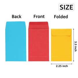 100 Pieces Colorful Small Coin Envelopes Self-Adhesive Seed Envelopes Mini Parts Small Items Storage Packets Envelopes for Garden, Office or Wedding Gift (2.25×3.5 inch)