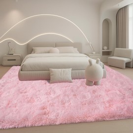 Mtandyx 8x10 Area Rugs Living Room, Pink Large Plush Fluffy Bedroom Carpet, Non-Slip Upgraded Indoor Thick Soft Rug, Modern Plush Carpet Suitable for Kids Home Decor Aesthetics Dorm.