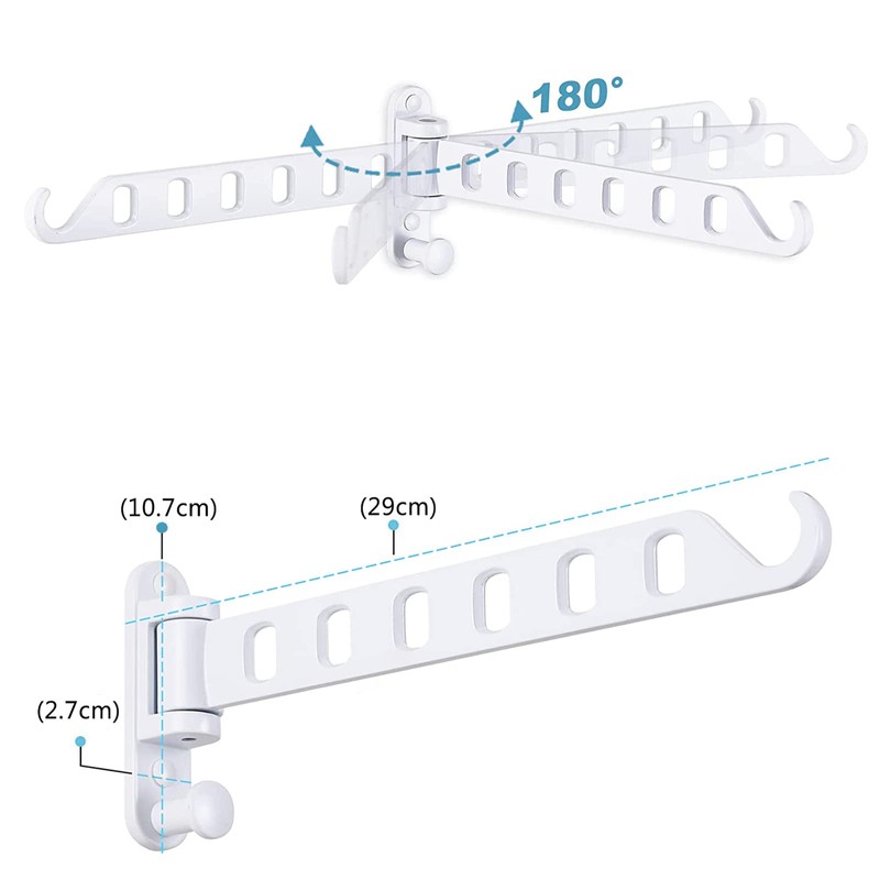 ZUIMENG Wall Clothes Rack, Foldable, 180° Rotating Clothes Hook, Clothes