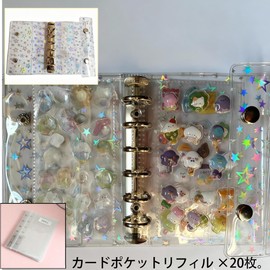 Sealing Book, Plastan, Transparent, A7 Size, Mini Binder Transparent Card Holder, Booklet, Star Pattern A7