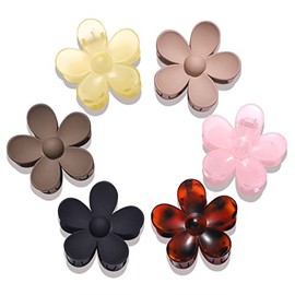 Big Hair Claw Clips Matte Flower Hair Clips Non Slip Cute Hair Catch Barrettes Jaw Clamps 6 Colors for Medium Thick Hair Women Girls 6PCS (Leopard Neutral Colors)