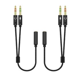 Leloco 2 Stück Y Audio Splitter Kabel, 3,5 mm Headset Adapter 1 auf 2 Klinke, 3.5mm Buchse auf Doppel 3.5mm Klinkenstecker, Nylon Geflochten Kopfhörer Adapter für PC, Laptop, Kopfhörer usw.