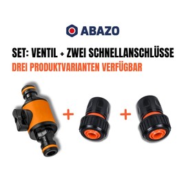 ABAZO Garden hose connection nipple, nipple with shut-off valve, regulating valve, garden sprinkler, nipple, garden hose quick connector (1/2 inch hose connector)