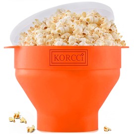 The Original Korcci Microwaveable Silicone Popcorn Popper, Microwave Popcorn Popper, Collapsible Microwave Popcorn Maker Bowl, No Oil Required, Use In Microwave, Dishwasher Safe (Orange)