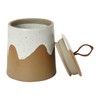 Bloomingville Stoneware Canister with Leather Loop Food Storage, 3" L