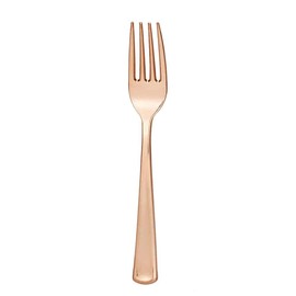 Lillian Collection Glossy Plastic Forks | 5 1/2" x 1" | Rose Gold | 24 Pcs