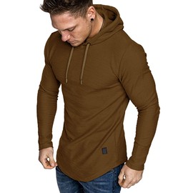 Lexiart Mens Fashion Athletic Hoodies Sport Sweatshirt Solid Color Fleece Pullover Brown 3X-Large